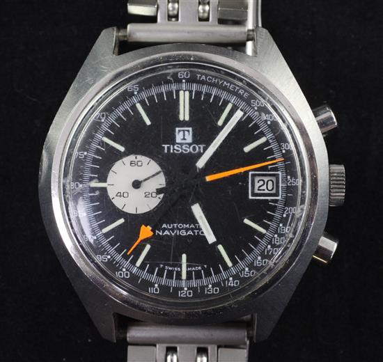 A gentlemans 1970s? stainless steel Tissot Automatic Navigator wrist watch,